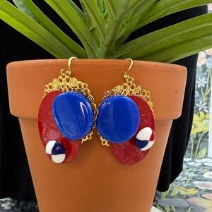 🌟Adorned Crown Jewelry july 4th red white blue bauble earrings